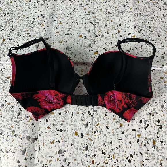 Victoria Secret Very Sexy Push Up Bra Red Floral Black Colorful 34DD - Picture 3 of 5